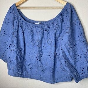Gap Blue Eyelet Lace Crop Top